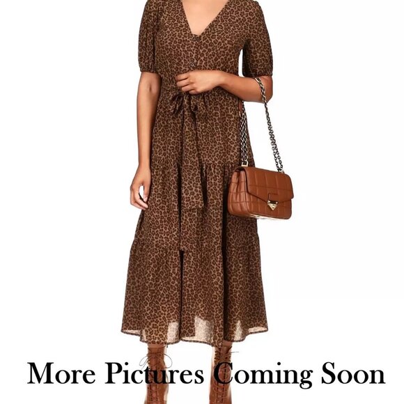 MICHAEL Michael Kors Mid-Calf Bohemian Animal Print Brown Shift Dress M - Picture 7 of 7